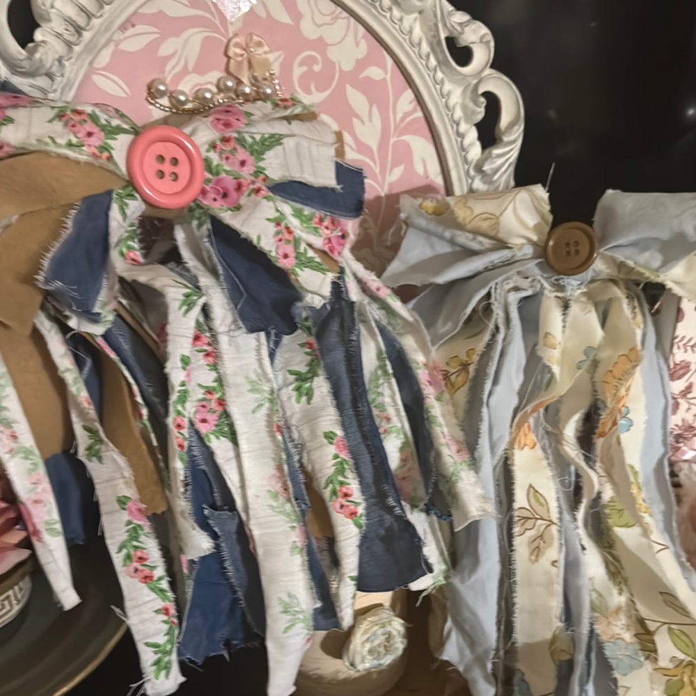 Floral and Denim Rag Bow Decor